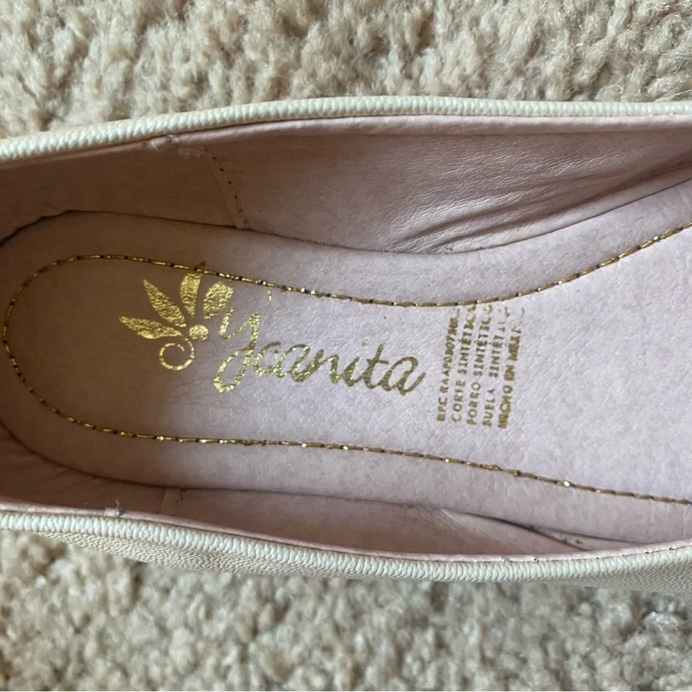 Cream Ballet Flats with Heart Charm